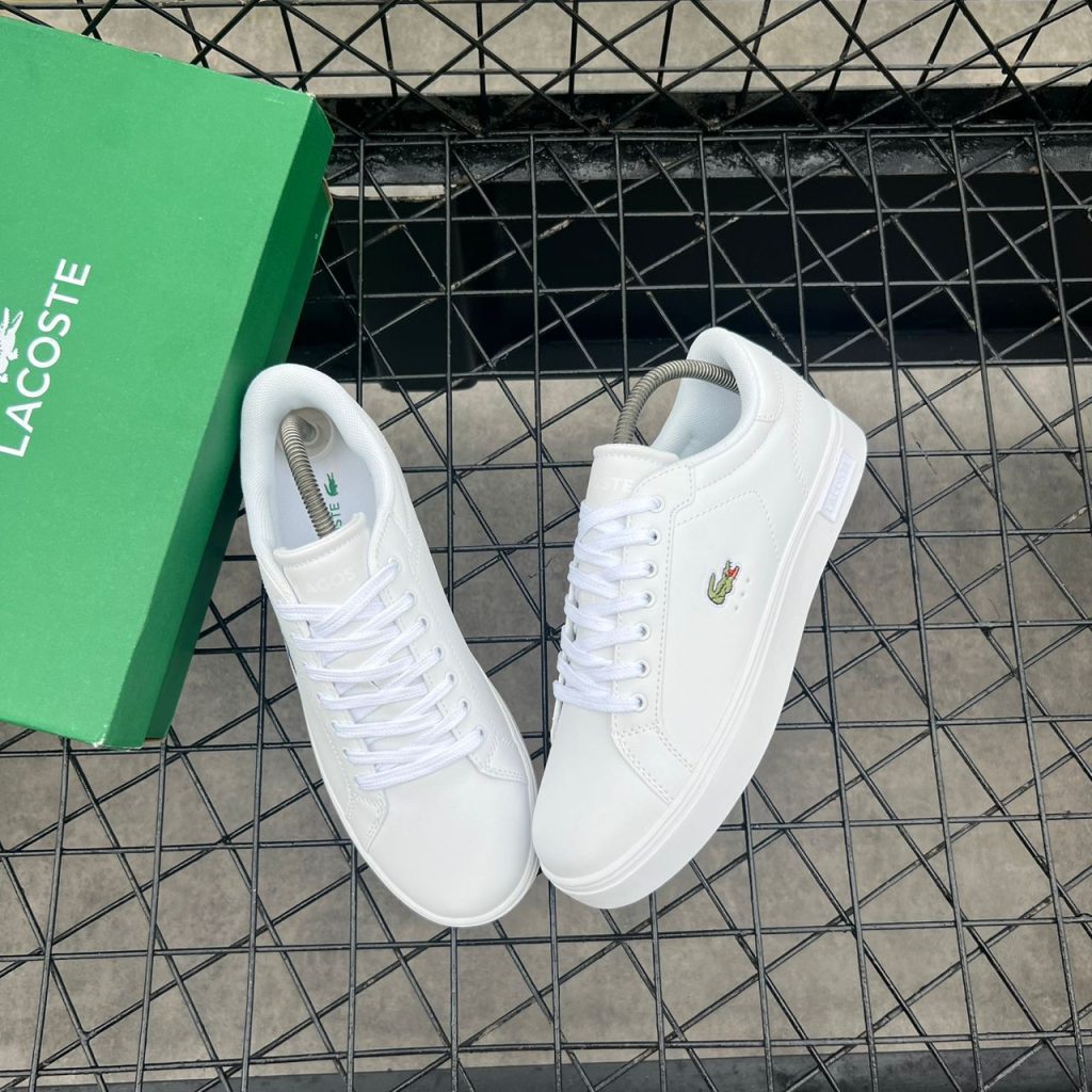 Lacoste Powercourt Triple White leather Green croc
