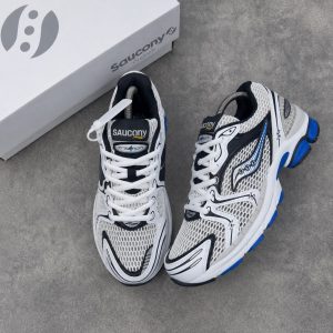 Saucony ProGrid Triumph 4 WHITE BLUE Silver Black Accents